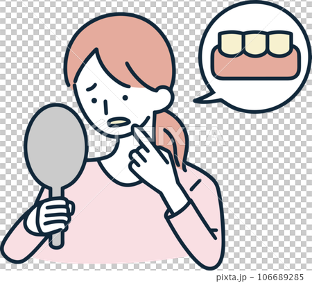 一個牙齒發黃的女人的簡單插圖 一個牙齒發黃的女人的簡單插圖 106689285