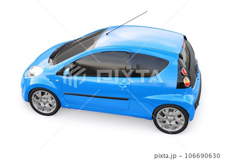 metallic ultra compact city car for the cramped streets of historic cities with low fuel consumption. 3d rendering 106690630