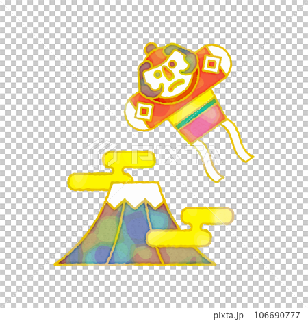 放風箏和富士山新年賀卡 106690777