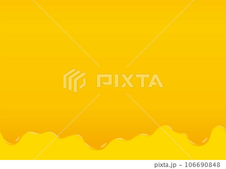 垂れる蜂蜜・バター・チーズ・オイル・マーマレード・インクのイラスト　黄色地　B-03 106690848