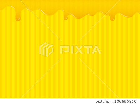 垂れる蜂蜜・バター・チーズ・オイル・マーマレード・インクのイラスト　黄色ストライプ地　A-02 106690850