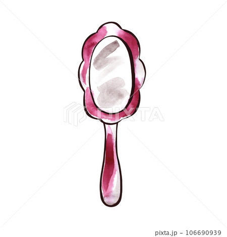 Beautiful pink mirror. Hand-drawn with contours, lines and watercolor stains. Beauty and fashion banner template 106690939