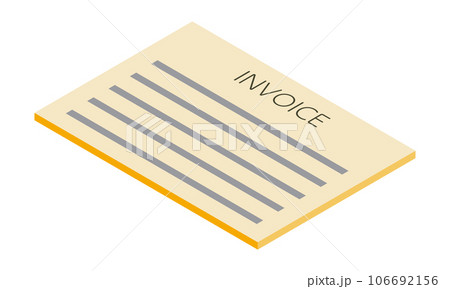 請求書2(横型・アイソメ置き・手前左向き・書類・英語・オレンジ・1枚) 請求書2(横型・アイソメ置き・手前左向き・書類・英語・オレンジ・1枚) 106692156