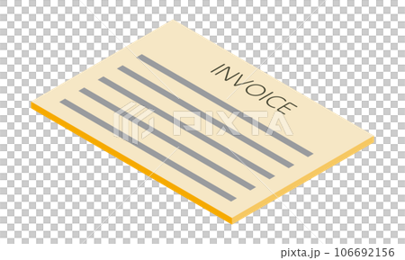 請求書2(横型・アイソメ置き・手前左向き・書類・英語・オレンジ・1枚) 請求書2(横型・アイソメ置き・手前左向き・書類・英語・オレンジ・1枚) 106692156