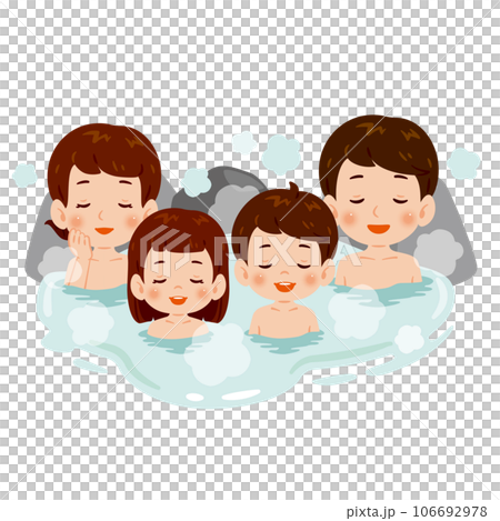 温泉に浸かる男女と子ども 温泉に浸かる男女と子ども 106692978