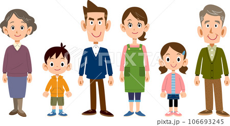 三世代家族のプレーンな立ち姿 106693245