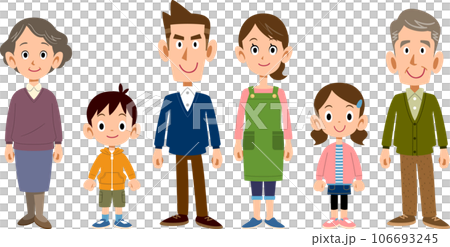 三世代家族のプレーンな立ち姿 106693245