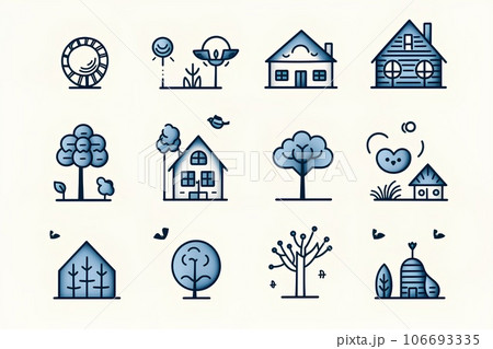 家・木・花の手書きピクト 106693335