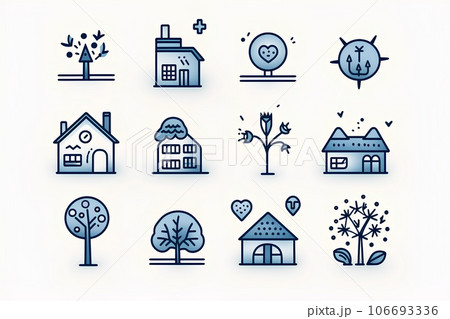 家・木・花の手書きピクト 106693336