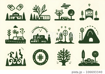 家・木・花の手書きピクト 106693340