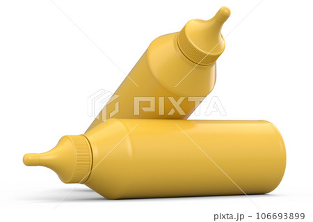 Set of plastic bottle of italian salsa verde sauce isolated on white background. Set of plastic bottle of italian salsa verde sauce isolated on white background. 106693899