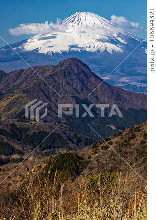 箱根・明神ヶ岳から見る富士山と金時山 106694321