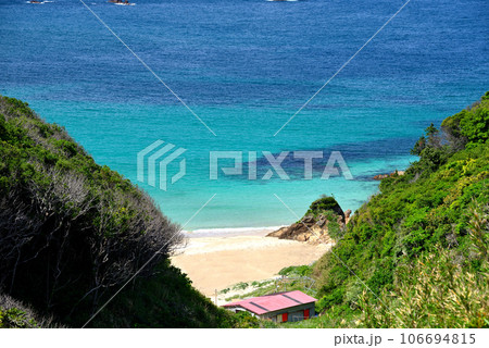伊豆半島・南伊豆・爪木崎・プライベート感溢れる白砂の美しいビーチ、九十浜海水浴場・静岡県下田市(4) 106694815