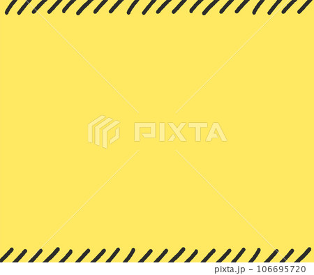 手書きの黄色と黒の斜めストライプのフレーム - 3300×250px比率の目立つバナー素材 106695720