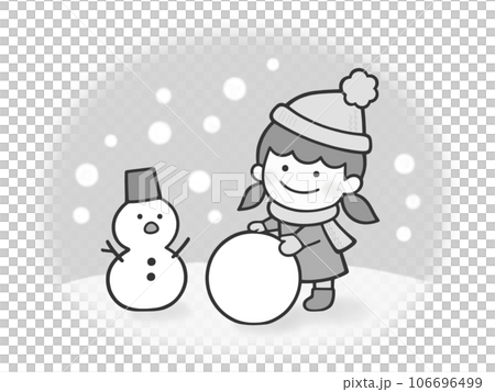 Children making a snowman [monochrome] 106696499
