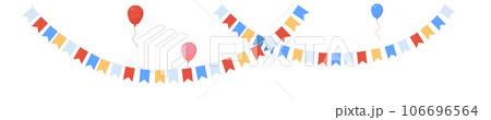 Party decoration. Color buntings and balloons. Holiday elements Party decoration. Color buntings and balloons. Holiday elements 106696564