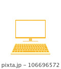 白色画面のキーボード別のモニター（16:9・正面・オレンジ・1台） 106696572