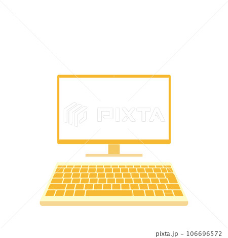 白色画面のキーボード別のモニター（16:9・正面・オレンジ・1台） 106696572