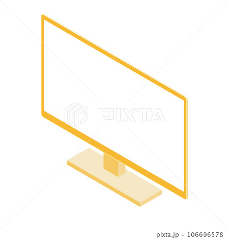 白色画面のモニター(16:9・アイソメ・左向き・オレンジ・1台) 白色画面のモニター(16:9・アイソメ・左向き・オレンジ・1台) 106696578