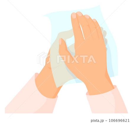 Wipe hands tissue. Dry cloth. Hygiene icon Wipe hands tissue. Dry cloth. Hygiene icon 106696621