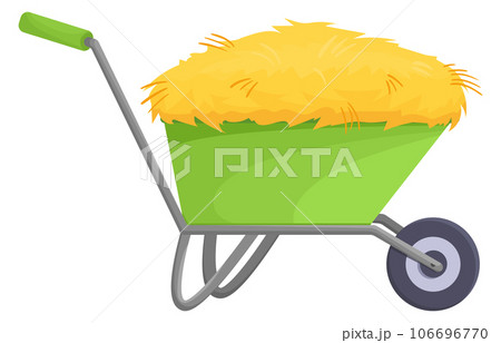 Wheelbarrow full of hay. Farm dry grass transport Wheelbarrow full of hay. Farm dry grass transport 106696770