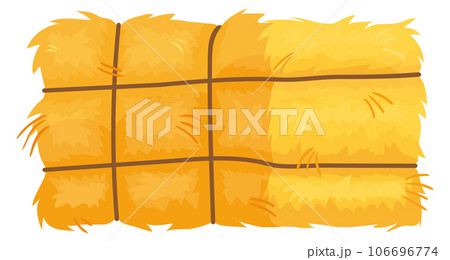 Hay bale. Cartoon pack. Rectangular dry straw harvest Hay bale. Cartoon pack. Rectangular dry straw harvest 106696774