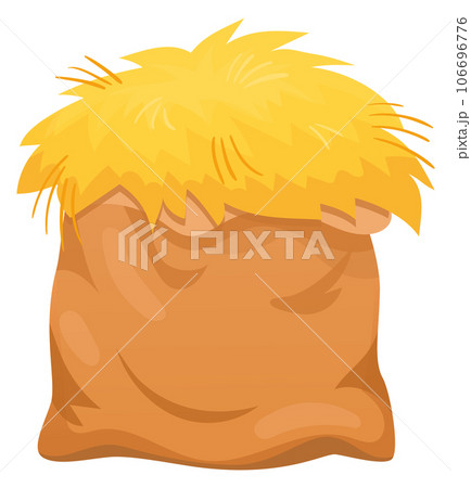 Hay sack. Canvas bag full of dry straw cartoon icon Hay sack. Canvas bag full of dry straw cartoon icon 106696776