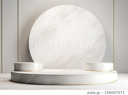 abstract background with white cobblestone ruins cylider. Modern minimal installation with rocks and stones. AI Generative. abstract background with white cobblestone ruins cylider. Modern minimal installation with rocks and stones. AI Generative. 106697071