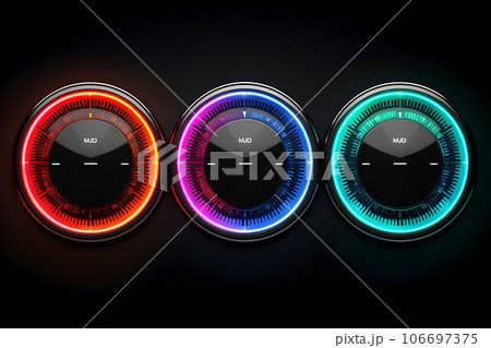 hitech dial button,circle line overlay,3d button,glow neon.GenerativeAI. 106697375