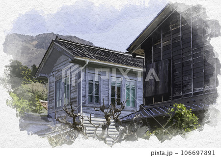 水彩画風 智頭宿 西河克己映画記念館 鳥取県八頭郡智頭町 水彩画風 智頭宿 西河克己映画記念館 鳥取県八頭郡智頭町 106697891