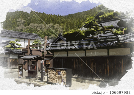 水彩画風 智頭宿 石谷家住宅 鳥取県八頭郡智頭町 水彩画風 智頭宿 石谷家住宅 鳥取県八頭郡智頭町 106697982