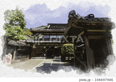 水彩画風 智頭宿 石谷家住宅 鳥取県八頭郡智頭町 水彩画風 智頭宿 石谷家住宅 鳥取県八頭郡智頭町 106697986