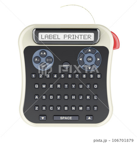 Desktop Label Maker, Label Maker, Label Printer. 3D rendering Desktop Label Maker, Label Maker, Label Printer. 3D rendering 106701879