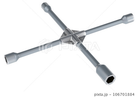 Universal Lug Wrench, Anti-Slip Cross Wrench, 3D rendering 106701884
