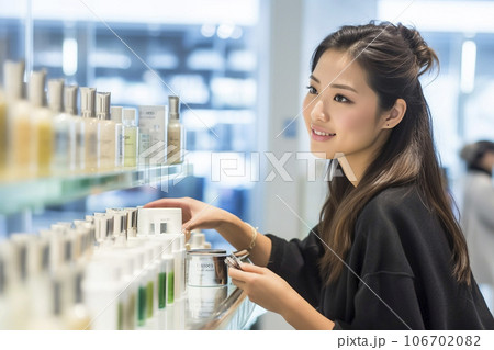 デパートで働く接客販売スタッフの若い日本人女性「AI生成画像」 デパートで働く接客販売スタッフの若い日本人女性「AI生成画像」 106702082