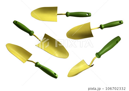 Little metal trowel cut out object, garden appliances isolated, clipping path Little metal trowel cut out object, garden appliances isolated, clipping path 106702332