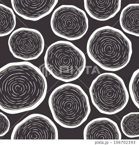 Vector Seamless Pattern with Tree Rings, Saw Cut Tree Trunk, Wood Log, Cross. Pine, Oak Slices, Lumber. Cut Timber, Wooden Texture with Tree Rings. Hand Drawn Design Element Vector Seamless Pattern with Tree Rings, Saw Cut Tree Trunk, Wood Log, Cross. Pine, Oak Slices, Lumber. Cut Timber, Wooden Texture with Tree Rings. Hand Drawn Design Element 106702393