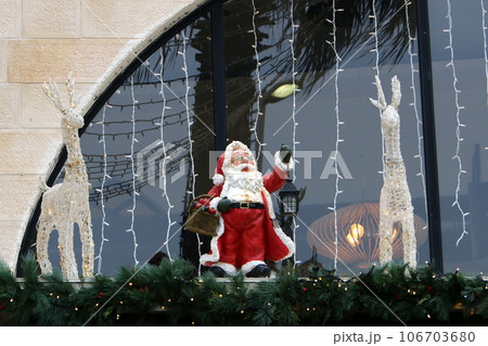 New Year's toys and decorations are sold in a store in Israel. New Year's toys and decorations are sold in a store in Israel. 106703680