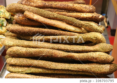 bread and bakery products are sold in a store in Israel. bread and bakery products are sold in a store in Israel. 106703795