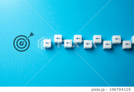 Movement towards the target. Go to the goal. Metaphor for achieving a task. Climb to success. Get to the top. Ascend and conquer obstacles. Progress, effort, and determination. 106704129