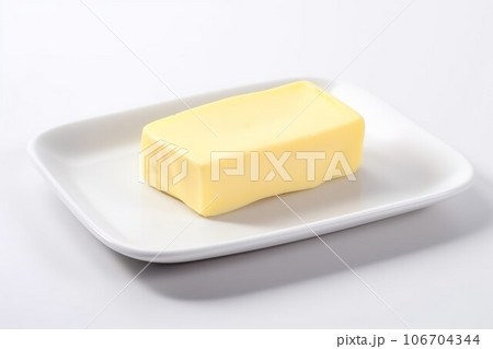 Plate piece butter food. Organic product. Generate AI Plate piece butter food. Organic product. Generate AI 106704344
