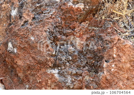 Texture of stones and mountain rocks in a city park in Israel. 106704564