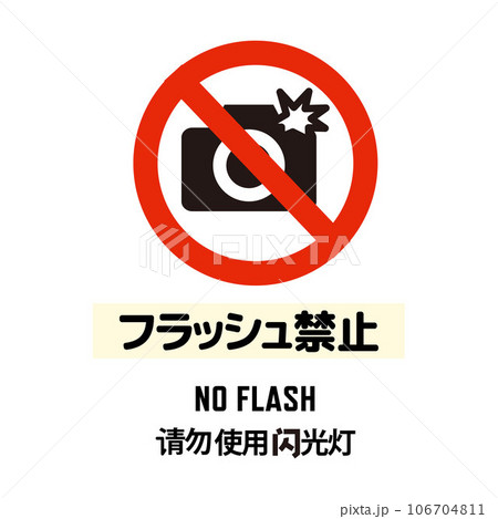 フラッシュ禁止　ピクトグラム　英語と中国語付き 106704811