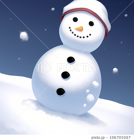 可愛い雪だるまが、こちらを向いて笑ってるイラスト 可愛い雪だるまが、こちらを向いて笑ってるイラスト 106705087