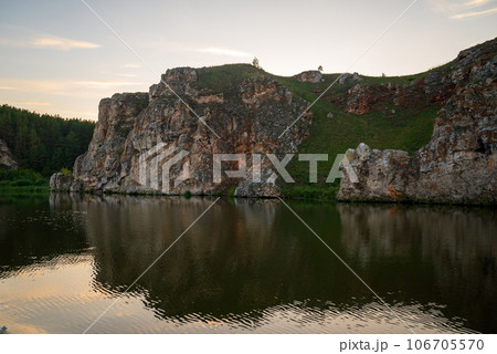 beautiful rocks near the river.chusovaya river beautiful rocks near the river.chusovaya river 106705570