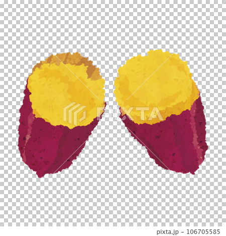 Hot roasted sweet potato illustration_Beni Azuma_Japanese paper tearing picture style 106705585