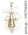 Buoy in the sea drawn by hand 106706063