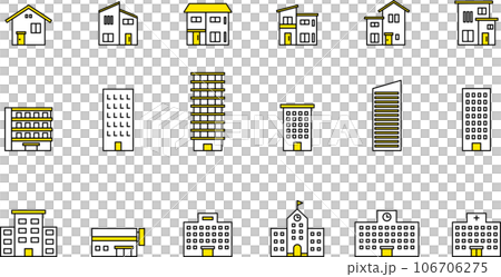 建物の線画アイコンセット(カラー) 建物の線画アイコンセット(カラー) 106706275