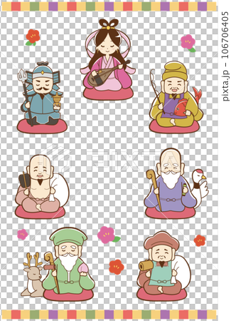 Seven Lucky God greeting cards 106706405