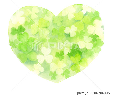 クローバーのハート型デザイン 水彩イラスト クローバーのハート型デザイン 水彩イラスト 106706445